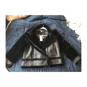 BRAND NEW Whistles Fur and Leather Biker Coat